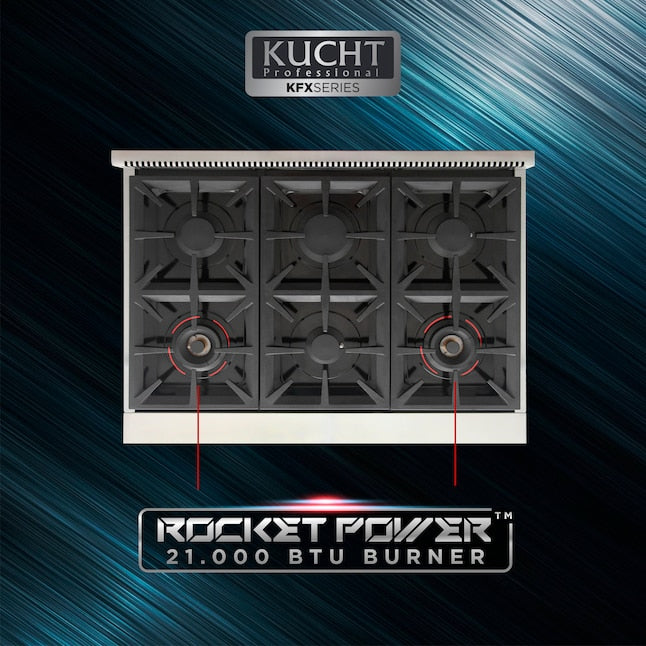 Kucht Professional 36" 5.2 cu. ft. Propane Gas Range in Olive Green with Silver Accents, KFX360/LP-G - KFX360/LP-G