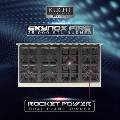 Kucht Professional 48" 6.7 cu. ft. Propane Gas Range in Black with Silver Accents, KFX480/LP-BK - KFX480/LP-BK