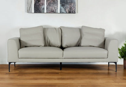 Modway Furniture 87" Gray Genuine Leather Sofa with Elegant Black Legs - Luxuriously Comfortable & Modern Design -480918-HOMEROOTS