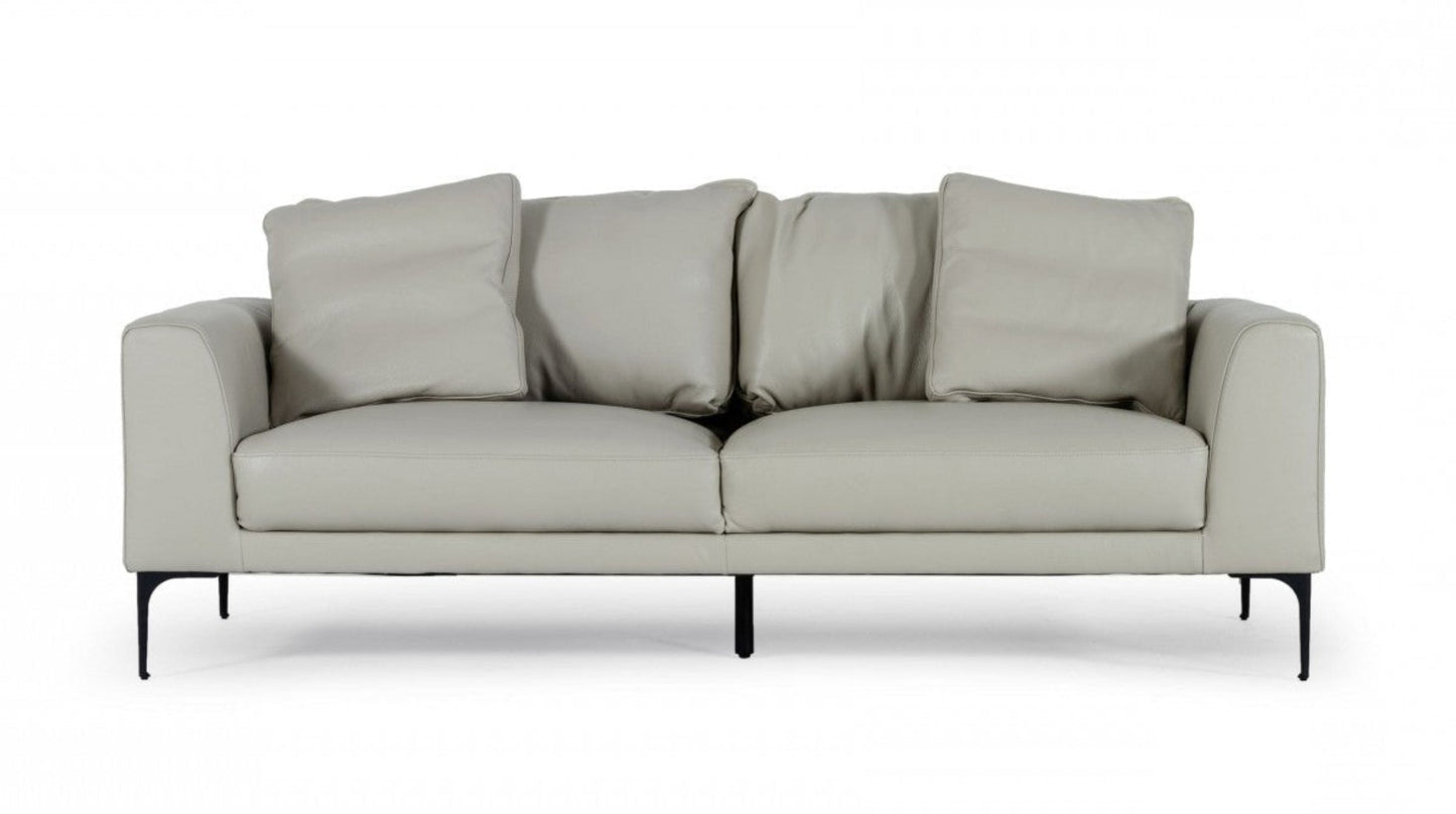 Modway Furniture 87" Gray Genuine Leather Sofa with Elegant Black Legs - Luxuriously Comfortable & Modern Design -480918-HOMEROOTS