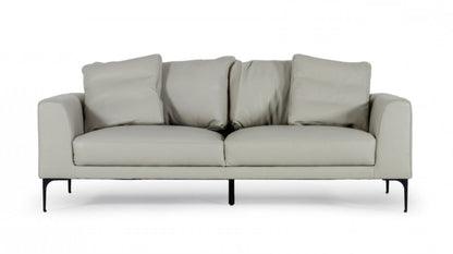 Modway Furniture 87" Gray Genuine Leather Sofa with Elegant Black Legs - Luxuriously Comfortable & Modern Design -480918-HOMEROOTS