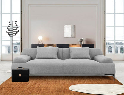 Modway Furniture 86" Gray Sofa with Toss Pillows, Stylish Black Legs – Comfort & Contemporary Design for Any Space - 480922-HOMEROOTS