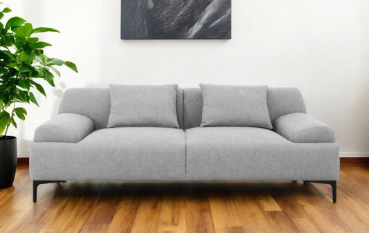 Modway Furniture 86" Gray Sofa with Toss Pillows, Stylish Black Legs – Comfort & Contemporary Design for Any Space - 480922-HOMEROOTS