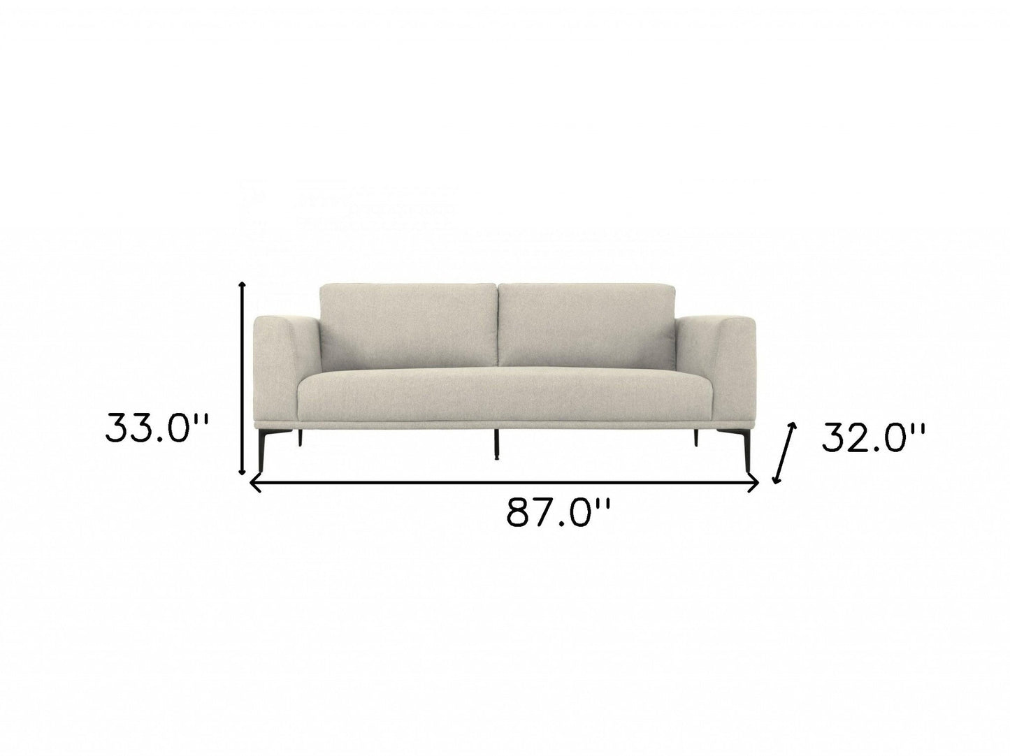 Modway Furniture 87" Beige Sofa with Contemporary Black Legs - Luxurious, Durable, and Stylish Furniture Centerpiece - 480932-HOMEROOTS