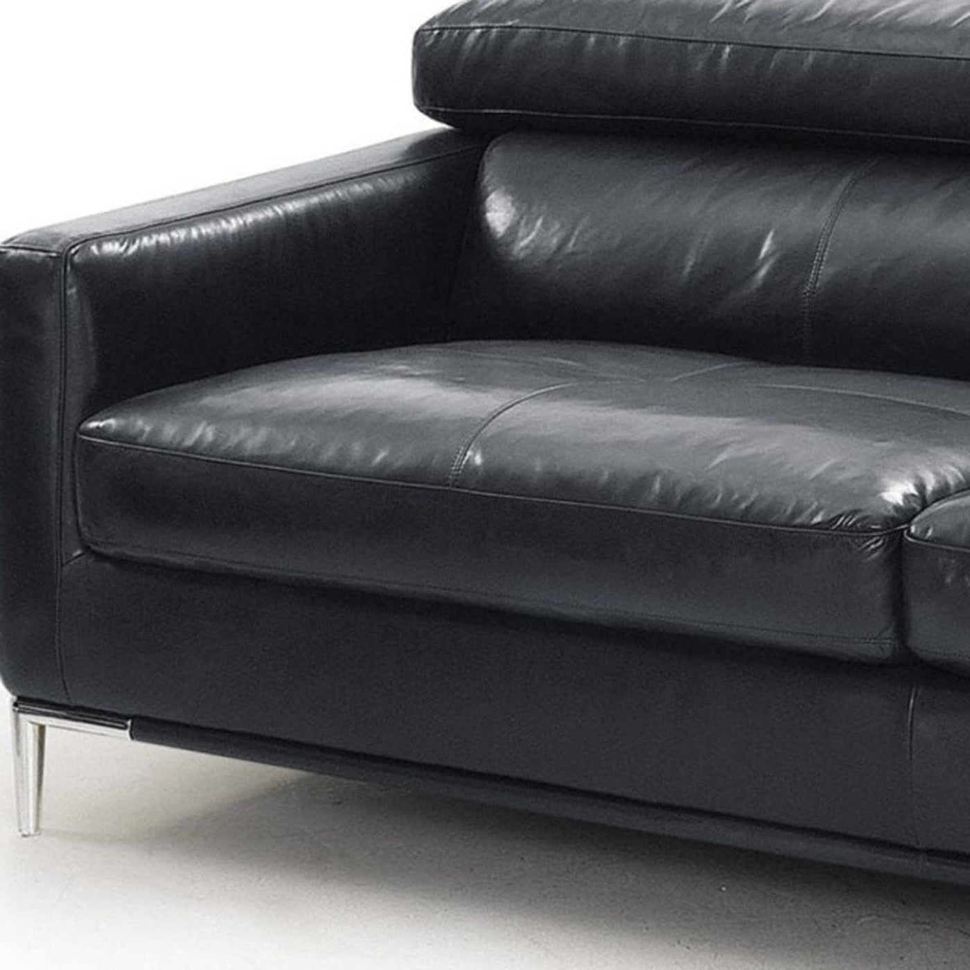 Modway Furniture 79" Black Leather Sofa with Silver Legs - Luxurious Comfort, Contemporary Design & Elegant Appeal - 488830-HOMEROOTS