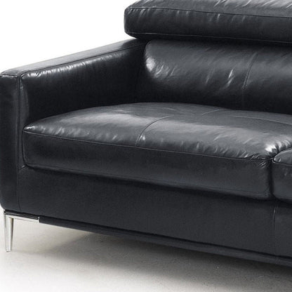 Modway Furniture 79" Black Leather Sofa with Silver Legs - Luxurious Comfort, Contemporary Design & Elegant Appeal - 488830-HOMEROOTS
