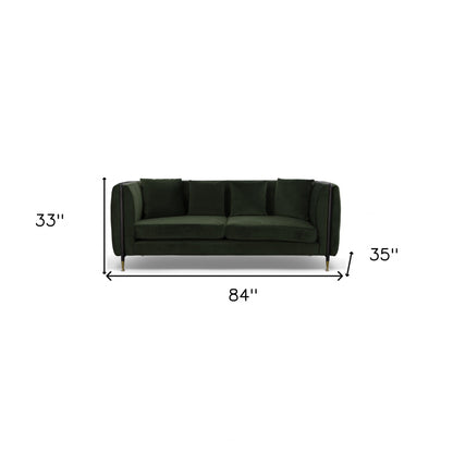Modway Furniture 84" Dark Green Velvet Sofa - Luxurious Comfort with Stylish Black & Gold Legs for Chic Decor - 488835-HOMEROOTS