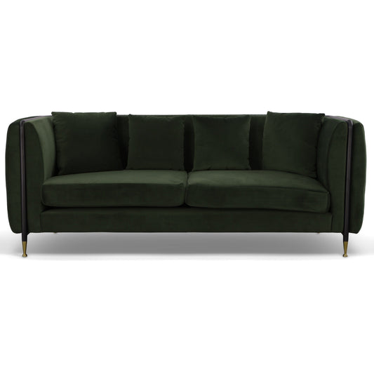 Modway Furniture 84" Dark Green Velvet Sofa - Luxurious Comfort with Stylish Black & Gold Legs for Chic Decor - 488835-HOMEROOTS