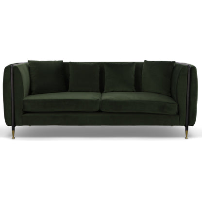 Modway Furniture 84" Dark Green Velvet Sofa - Luxurious Comfort with Stylish Black & Gold Legs for Chic Decor - 488835-HOMEROOTS