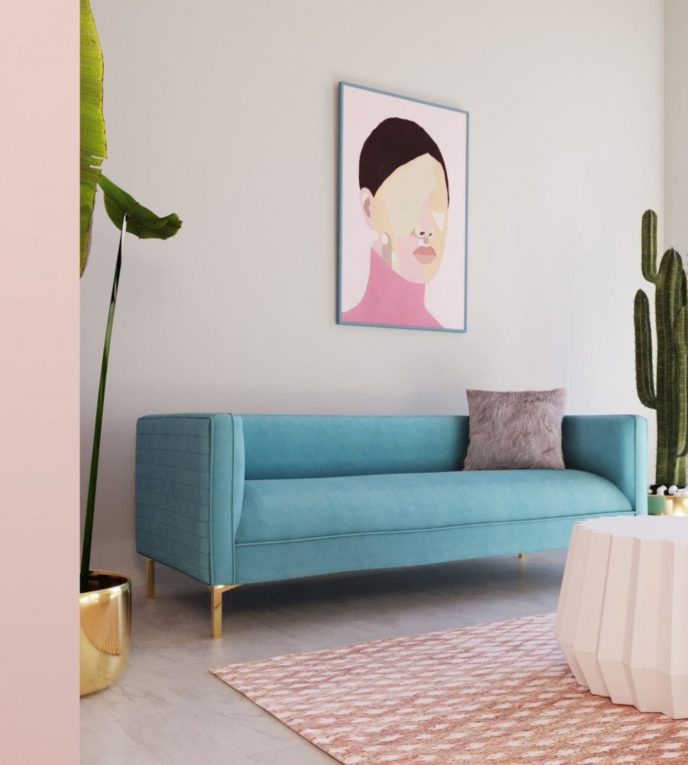 Modway Furniture 83" Teal Blue Velvet Sofa with Gold Legs – Luxurious Comfort, Contemporary Design, and Durability - 488837-HOMEROOTS