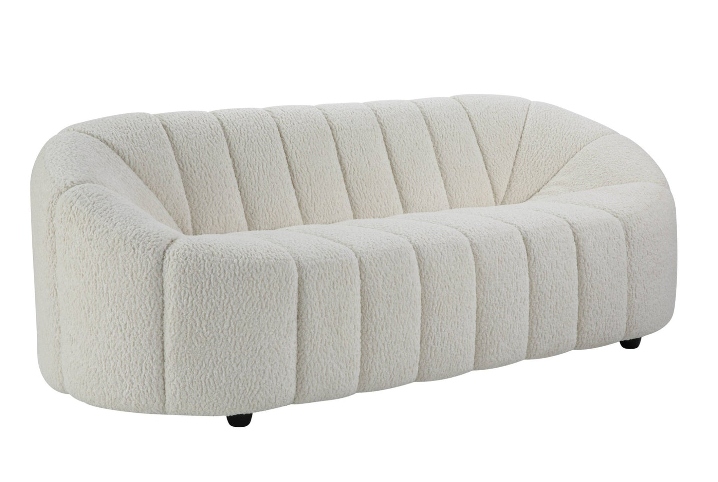 Modway Furniture 84" White Sherpa Sofa - Modern Armless Design with Black Legs for Ultimate Comfort & Style - 491040-HOMEROOTS