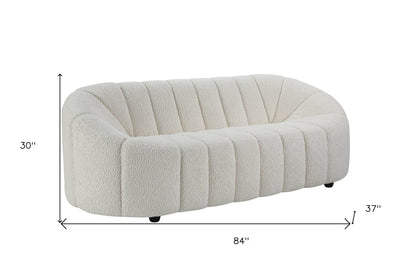 Modway Furniture 84" White Sherpa Sofa - Modern Armless Design with Black Legs for Ultimate Comfort & Style - 491040-HOMEROOTS