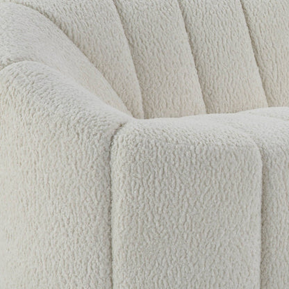 Modway Furniture 84" White Sherpa Sofa - Modern Armless Design with Black Legs for Ultimate Comfort & Style - 491040-HOMEROOTS