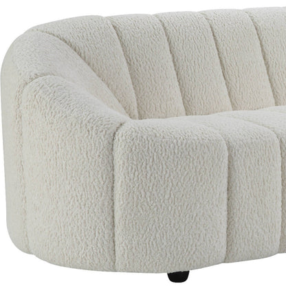 Modway Furniture 84" White Sherpa Sofa - Modern Armless Design with Black Legs for Ultimate Comfort & Style - 491040-HOMEROOTS