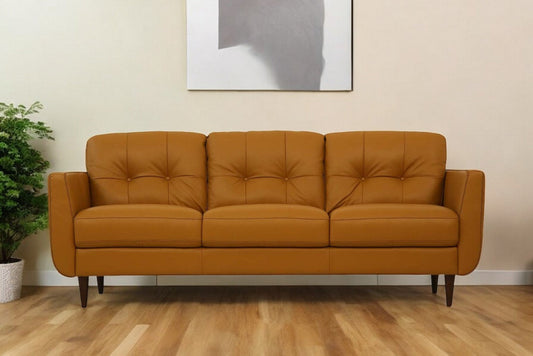 Modway Furniture 83" Luxurious Orange Leather Sofa with Elegant Black Legs - Designer Style & Ultimate Comfort - 491283-HOMEROOTS