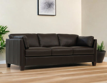 Modway Furniture 81" Chocolate Leather Sofa – Luxurious Comfort with Black Legs, Stylish Design, and Durable Support - 491287-HOMEROOTS