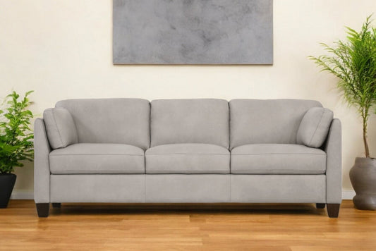 Modway Furniture 81" Light Gray Leather Sofa with Black Legs - Luxurious Comfort, Elegant Design, Built to Last! - 491288-HOMEROOTS