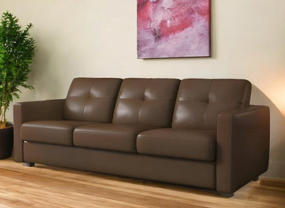 Modway Furniture 81" Brown Leather Sleeper Sofa - Luxurious Comfort, Modern Design with Black Legs & Tufted Detail - 491296-HOMEROOTS