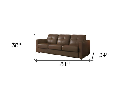 Modway Furniture 81" Brown Leather Sleeper Sofa - Luxurious Comfort, Modern Design with Black Legs & Tufted Detail - 491296-HOMEROOTS