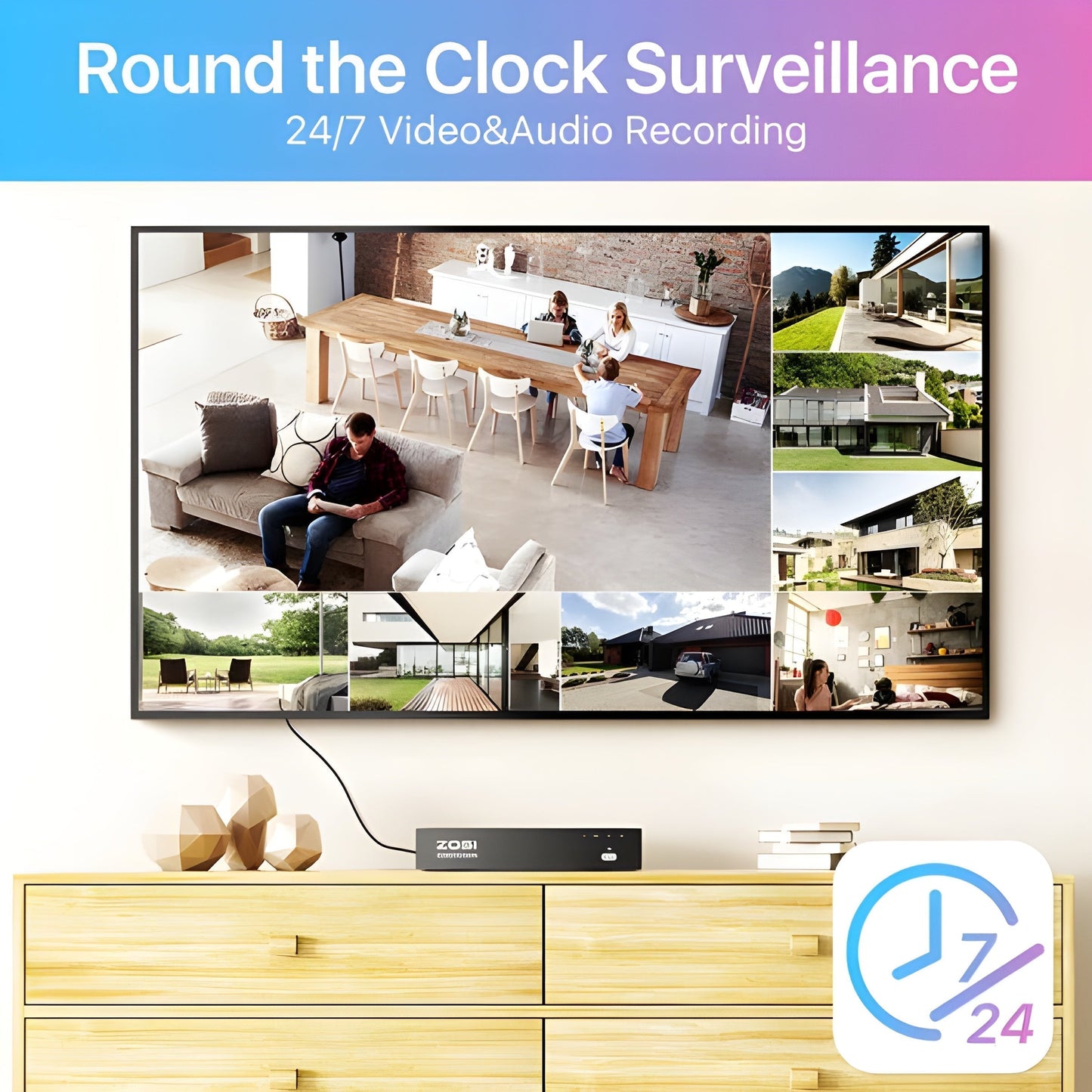 Zosi C182 4K 8CH 2-Cam PoE Security System + 2TB Hard Drive - C182 4K 8CH 2