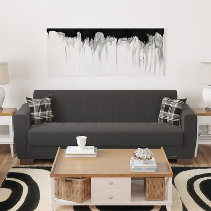 Modway Furniture 84" Black Chenille Sleeper Sofa with Toss Pillows - Stylish Comfort & Modern Brown Legs, Durable Design - 520154-HOMEROOTS520154-HOMEROOTS