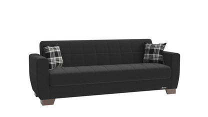 Modway Furniture 84" Black Chenille Sleeper Sofa with Toss Pillows - Stylish Comfort & Modern Brown Legs, Durable Design - 520154-HOMEROOTS520154-HOMEROOTS