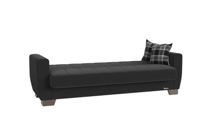 Modway Furniture 84" Black Chenille Sleeper Sofa with Toss Pillows - Stylish Comfort & Modern Brown Legs, Durable Design - 520154-HOMEROOTS520154-HOMEROOTS