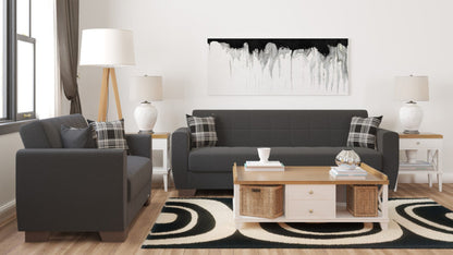 Modway Furniture 84" Black Chenille Sleeper Sofa with Toss Pillows - Stylish Comfort & Modern Brown Legs, Durable Design - 520154-HOMEROOTS520154-HOMEROOTS