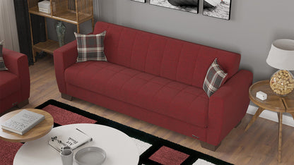 Modway Furniture 84" Burgundy Chenille Sleeper Sofa with Toss Pillows & Brown Legs - Soft, Stylish & Durable Design - 520156-HOMEROOTS