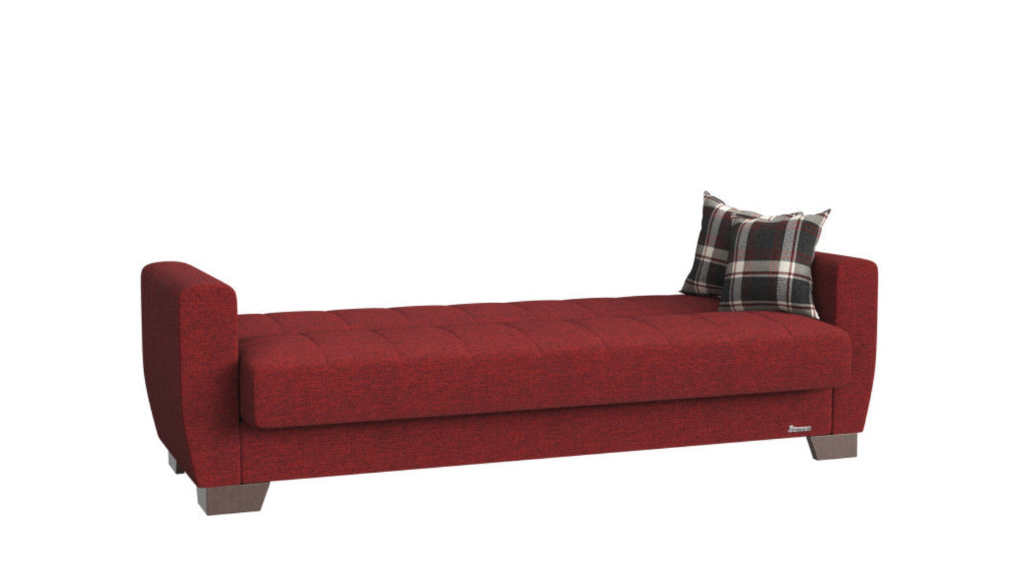 Modway Furniture 84" Burgundy Chenille Sleeper Sofa with Toss Pillows & Brown Legs - Soft, Stylish & Durable Design - 520156-HOMEROOTS