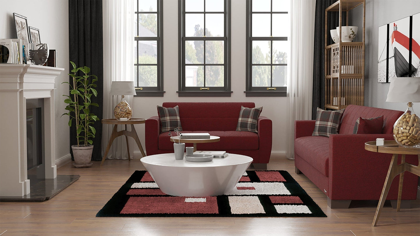 Modway Furniture 84" Burgundy Chenille Sleeper Sofa with Toss Pillows & Brown Legs - Soft, Stylish & Durable Design - 520156-HOMEROOTS