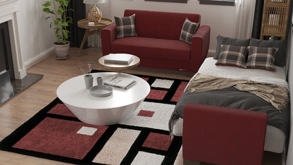 Modway Furniture 84" Burgundy Chenille Sleeper Sofa with Toss Pillows & Brown Legs - Soft, Stylish & Durable Design - 520156-HOMEROOTS