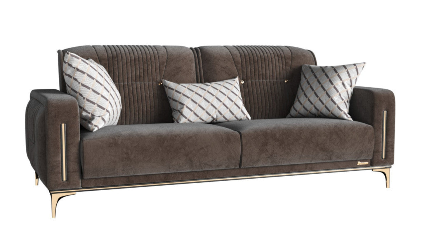 Modway Furniture 85" Brown Microfiber Sleeper Sofa with Toss Pillows - Stylish, Comfortable, and Durable for Any Space - 521599-HOMEROOTS