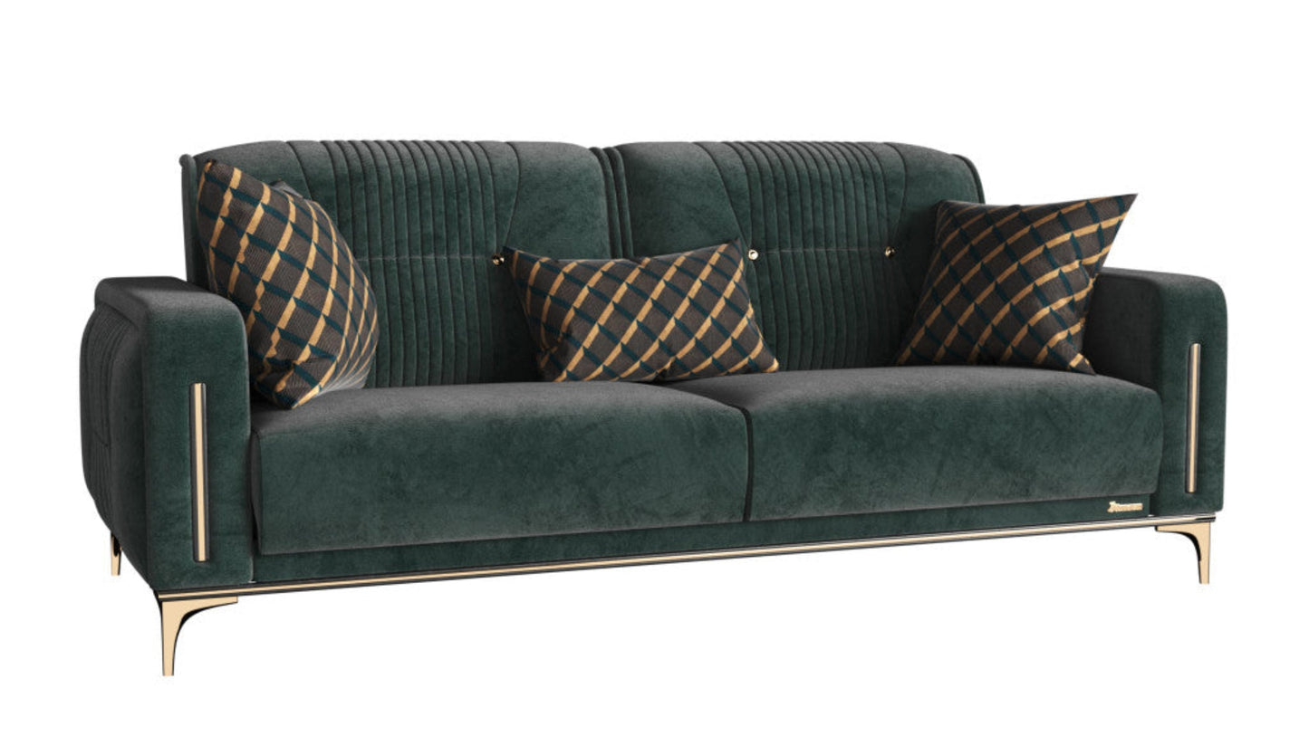 Modway Furniture 85" Green Microfiber Sleeper Sofa with Stylish Toss Pillows - Comfort, Durability & Modern Design! - 521600-HOMEROOTS