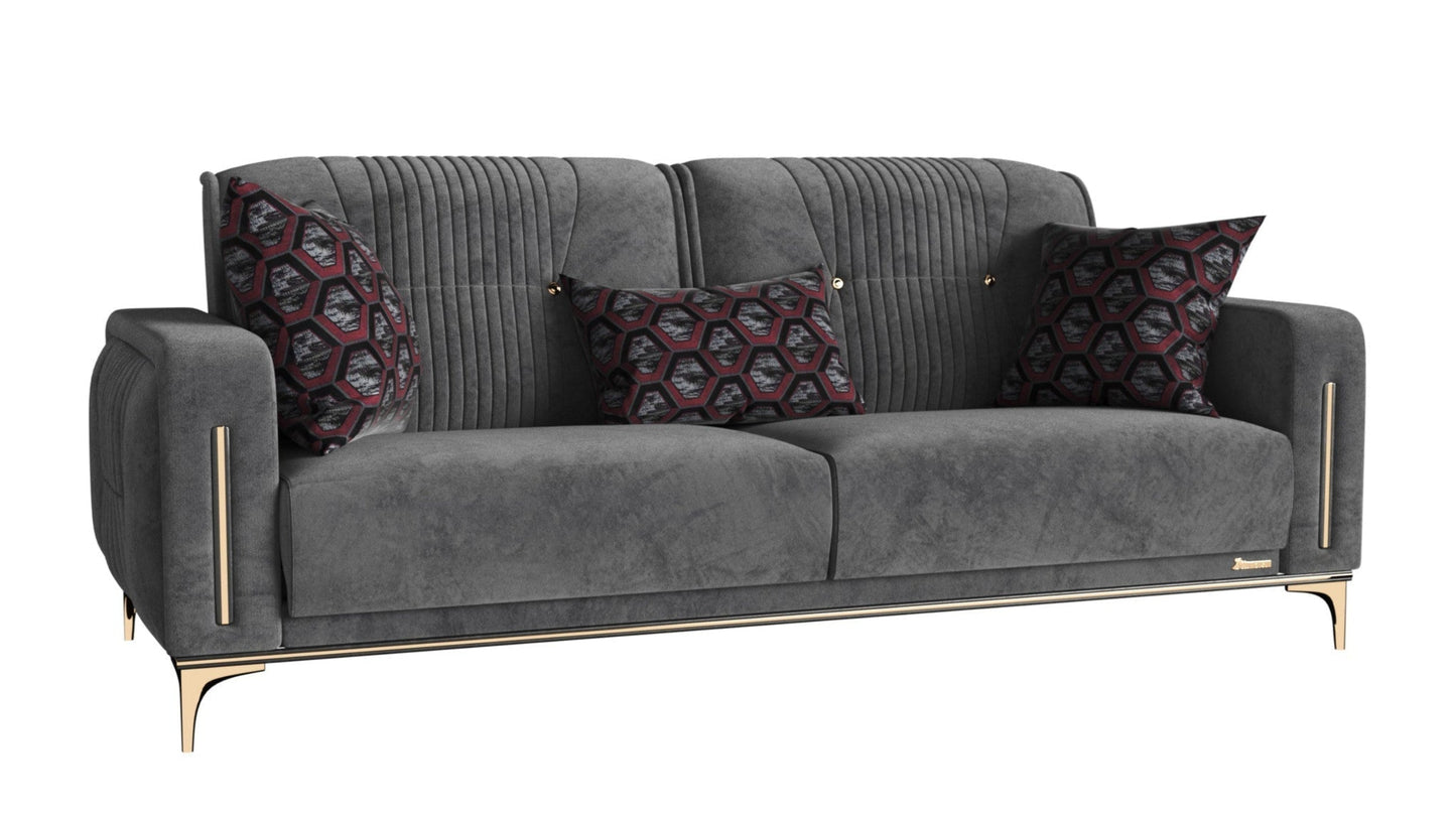 Modway Furniture 85" Gray Microfiber Sleeper Sofa with Cozy Toss Pillows - Stylish, Durable, and Comfort-Driven Design - 521601-HOMEROOTS