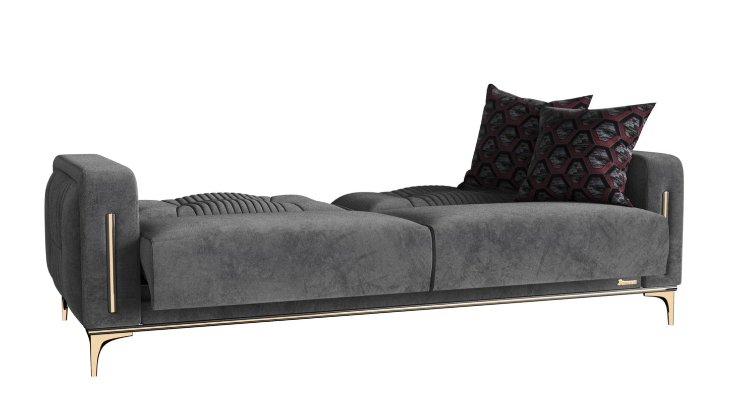 Modway Furniture 85" Gray Microfiber Sleeper Sofa with Cozy Toss Pillows - Stylish, Durable, and Comfort-Driven Design - 521601-HOMEROOTS
