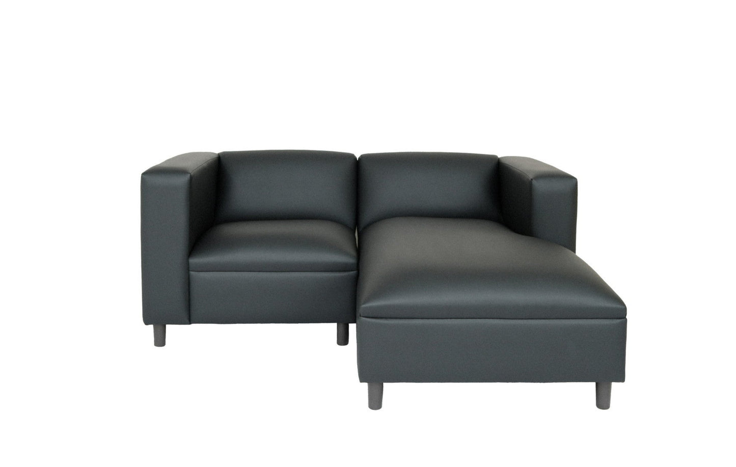 Modway Furniture 84" Black Faux Leather Sofa Chaise - Stylish Comfort with Resilient Vinyl and Contemporary Design - 530469-HOMEROOTS