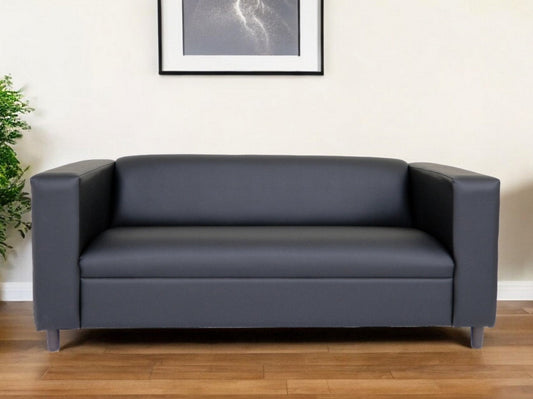 Modway Furniture 84" Black Faux Leather Sofa - Stylish, Durable, and Comfortable with Contemporary Design & Supportive Arms - 530484-HOMEROOTS