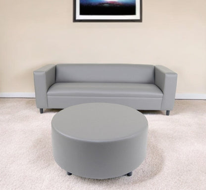 Modway Furniture 84" Gray Faux Leather Sofa with Ottoman - Stylish Comfort, Durable Vinyl, and Contemporary Design! - 530491-HOMEROOTS