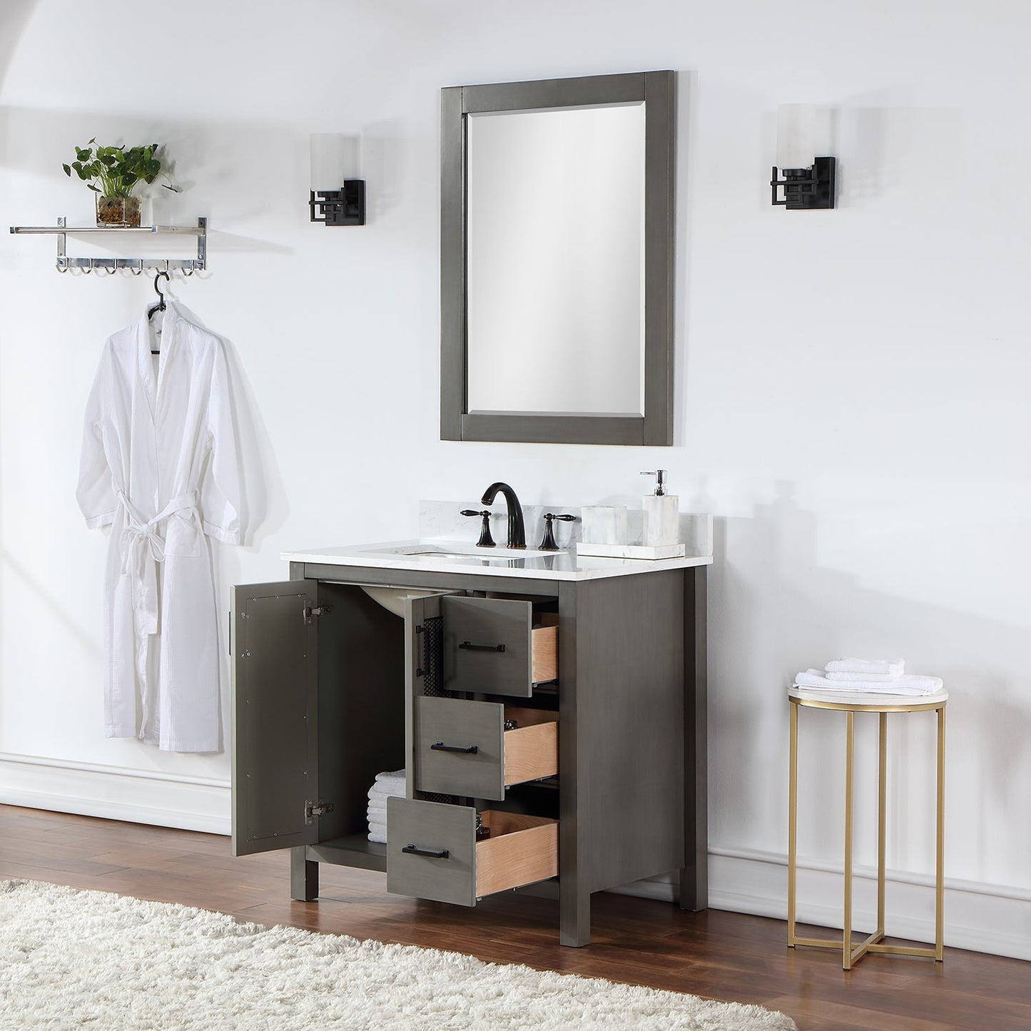 Altair Designs 36" single vanity with top - 542036-GP-AW-NM