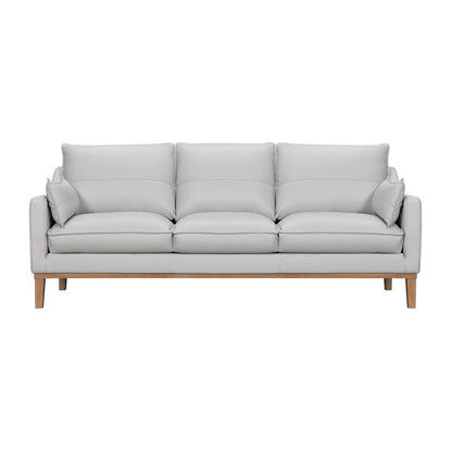 Modway Furniture 87" Gray Leather Sofa with Removable Cushions and Elegant Brown Legs for Luxurious Comfort -546408-HOMEROOTS