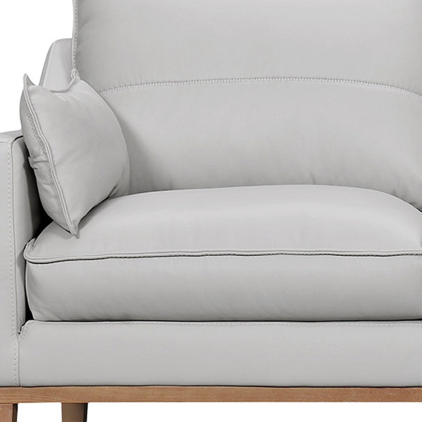 Modway Furniture 87" Gray Leather Sofa with Removable Cushions and Elegant Brown Legs for Luxurious Comfort -546408-HOMEROOTS