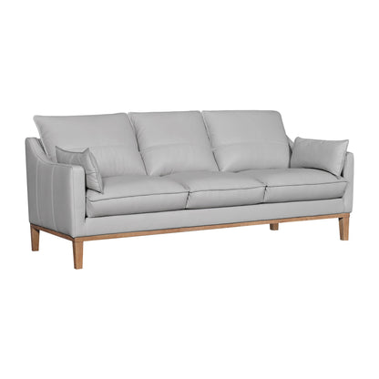 Modway Furniture 87" Gray Leather Sofa with Removable Cushions and Elegant Brown Legs for Luxurious Comfort -546408-HOMEROOTS