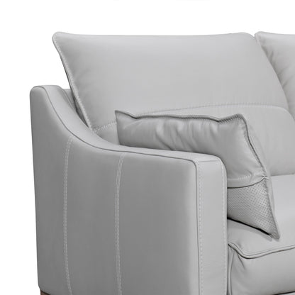 Modway Furniture 87" Gray Leather Sofa with Removable Cushions and Elegant Brown Legs for Luxurious Comfort -546408-HOMEROOTS