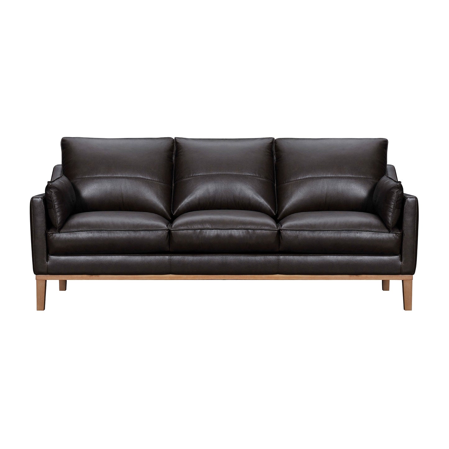 Modway Furniture 87" Dark Brown Leather Sofa with Plush Toss Pillows - Elegant Comfort and Durable Design! - 546409-HOMEROOTS