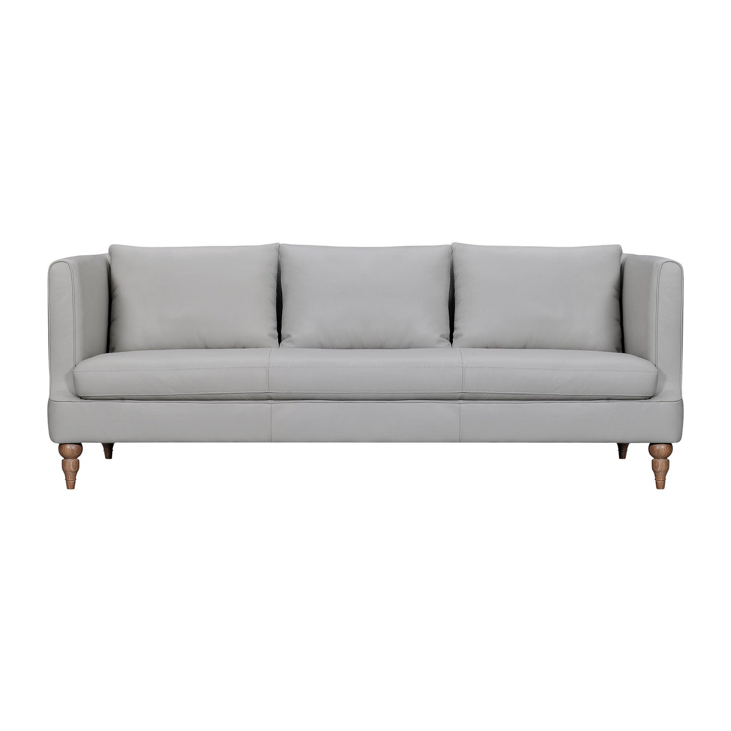 Modway Furniture 85" Gray Leather Sofa – Luxurious Comfort with Brown Legs, Tuxedo Arms & Durable Sinuous Springs Design - 546411-HOMEROOTS