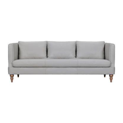 Modway Furniture 85" Gray Leather Sofa – Luxurious Comfort with Brown Legs, Tuxedo Arms & Durable Sinuous Springs Design - 546411-HOMEROOTS