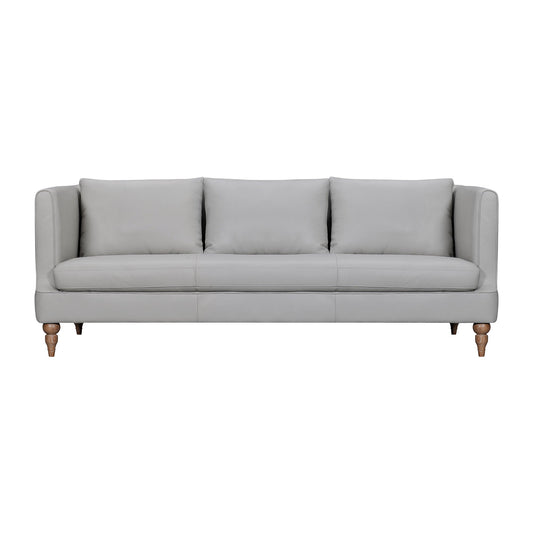 Modway Furniture 85" Gray Leather Sofa – Luxurious Comfort with Brown Legs, Tuxedo Arms & Durable Sinuous Springs Design - 546411-HOMEROOTS