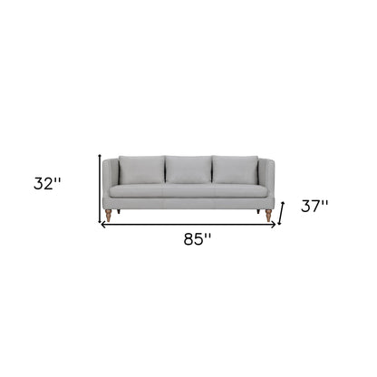 Modway Furniture 85" Gray Leather Sofa – Luxurious Comfort with Brown Legs, Tuxedo Arms & Durable Sinuous Springs Design - 546411-HOMEROOTS
