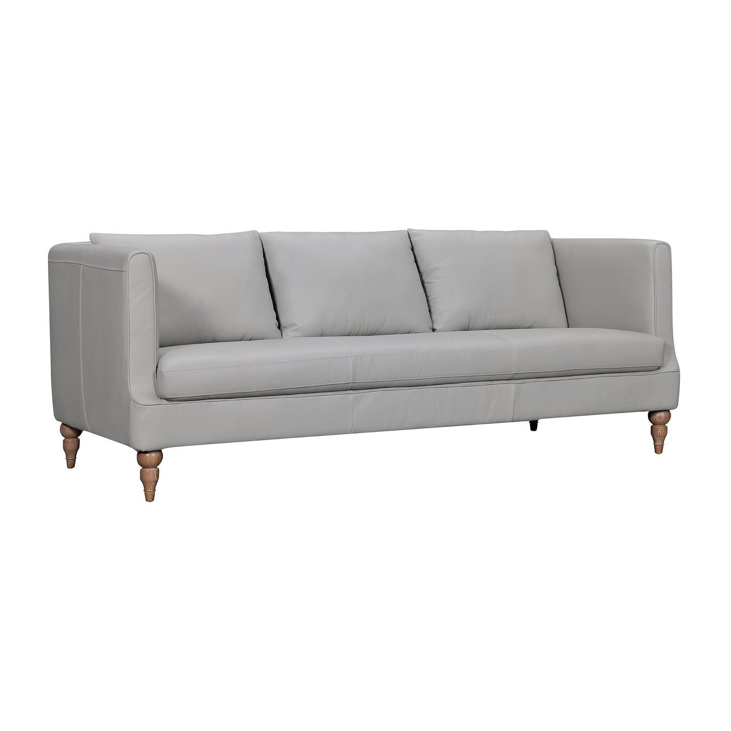 Modway Furniture 85" Gray Leather Sofa – Luxurious Comfort with Brown Legs, Tuxedo Arms & Durable Sinuous Springs Design - 546411-HOMEROOTS